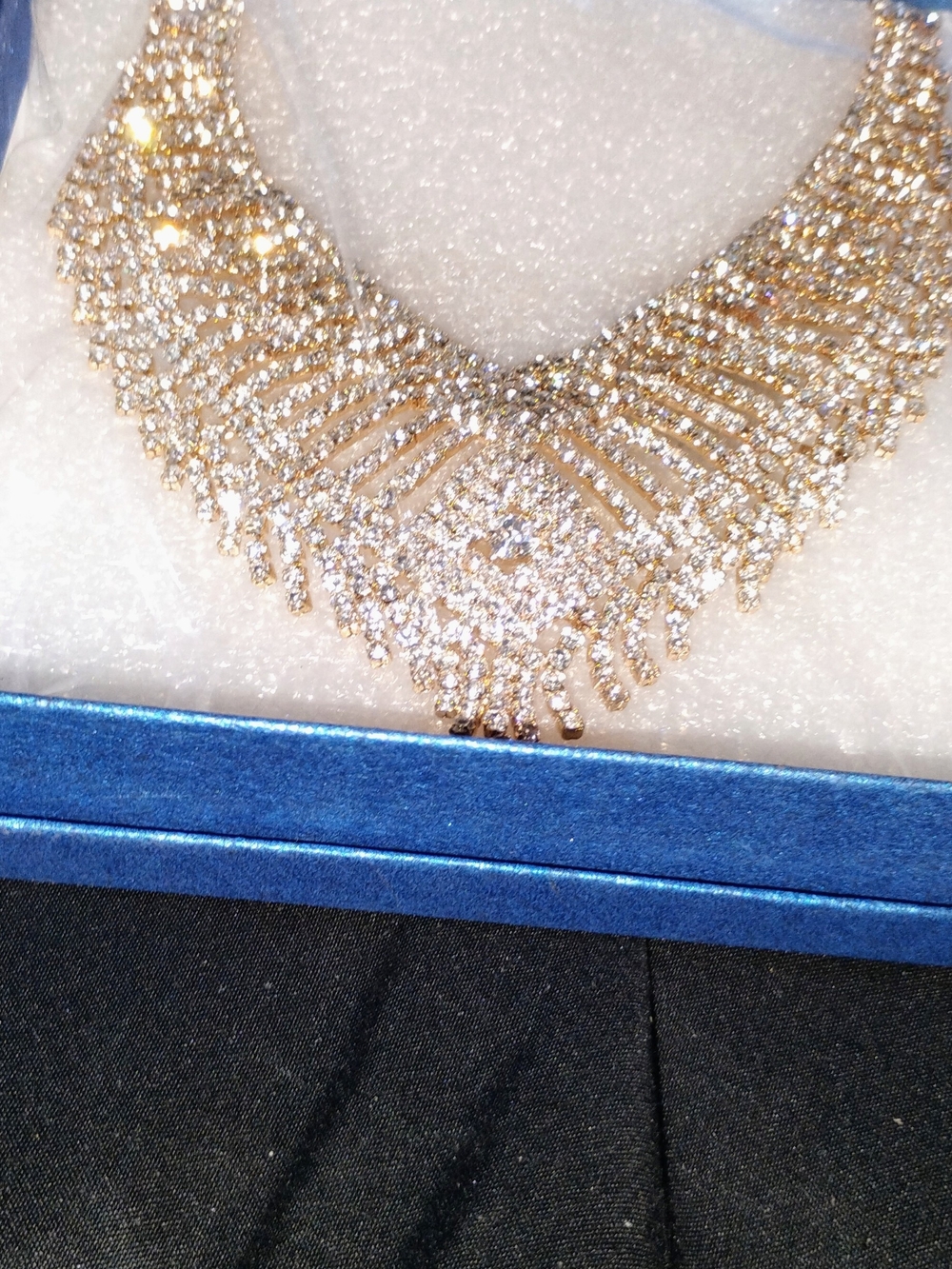 Gold Crystal Statement Necklace - Elegant Women Jewelry